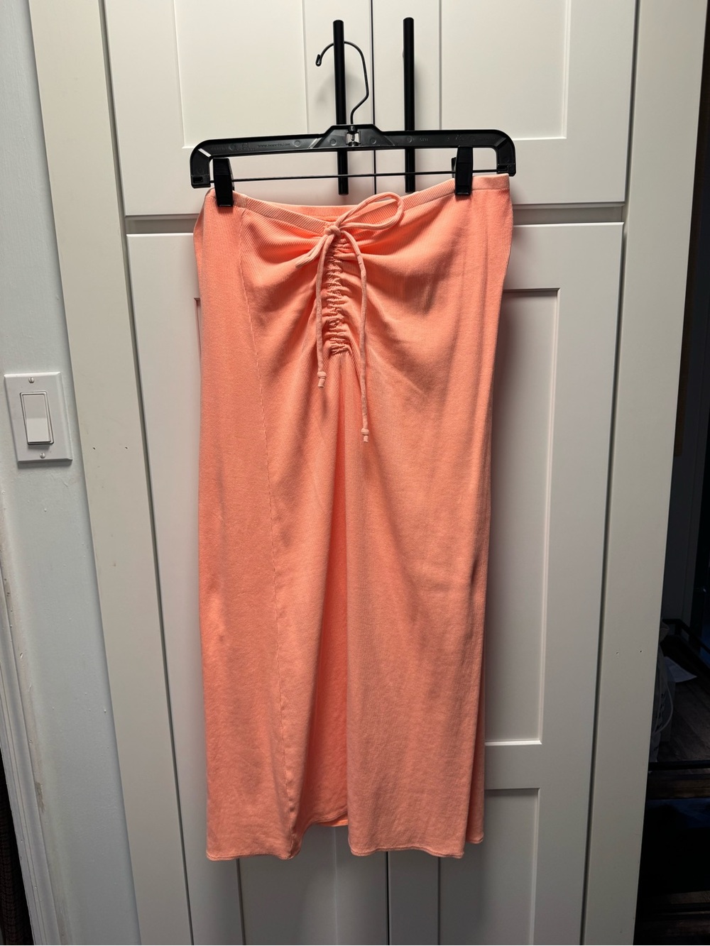 Women’s Neon Coral Drawstring Midi Skirt